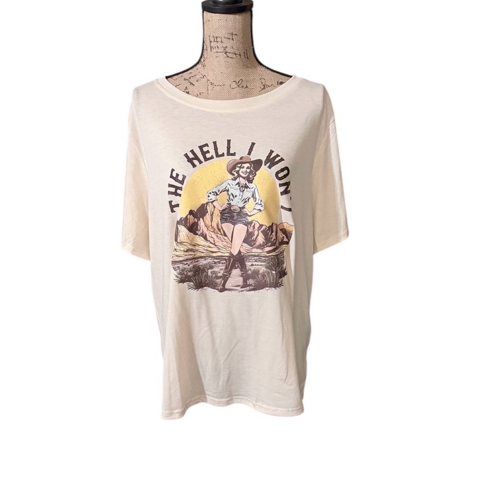 SHEIN Cream Curve T-Shirt‎